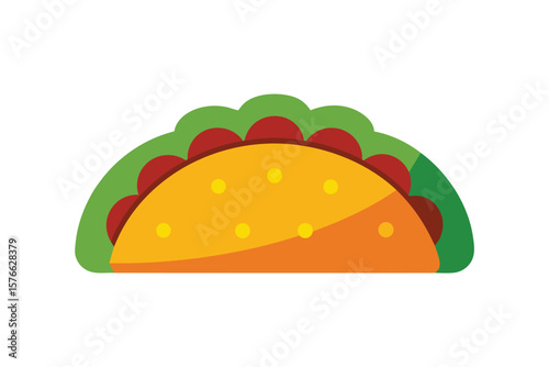 Taco Shell With Beef Filling Icon Vector On White
