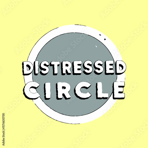 Explore a cool distressed circle graphic with bold lettering, great for adding a retro or vintage touch to any design or artwork requiring a textured, handmade aesthetic.