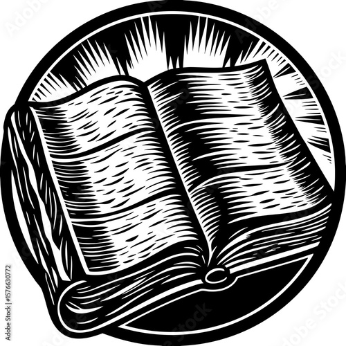 An open book graphic provides a simple yet impactful design element that's perfect for libraries, educational institutions, book stores, or creating related learning content for various applications.
