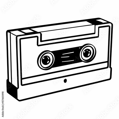 Cassette tape design in a retro style presents a classic audio storage media, perfect for nostalgic projects and bringing back vintage music vibes, great for music-themed designs.
