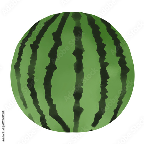 Quadro su tela Watercolor style whole watermelon illustration