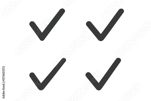 Check mark vector icon set. Simple black tick symbol collection for correct choice, vote, or acceptance. Yes sign for checklist design element, improvement, and approval.
