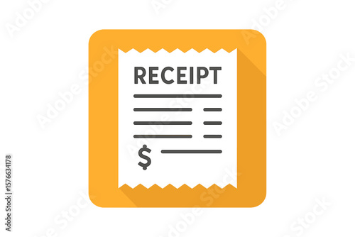Modern Flat Style Receipt Icon. Digital Payment Proof. Financial Transaction Document. Isolated Vector Illustration. Business Invoice Symbol. Accounting, Billing, and Expense Record Concept.