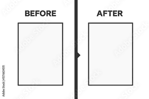 Before and after comparison vector template background. Screen for comparison. Concept of change, improvement, transformation. Progress and result design layout. Infographic.