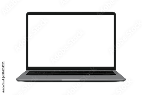 Modern laptop mockup front view. Computer screen. Realistic notebook with blank white display for presentation. Web design template. Vector device isolated. Business gadget.