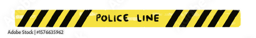 cute hand drawn yellow black warning police line text crime tape caution border danger safety alert text word kids doodle crayon watercolor illustration clipart vector sticker