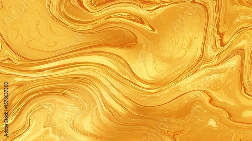 Abstract digital art featuring flowing, swirling golden and yellow liquid patterns.