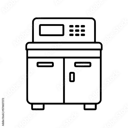 Industrial 3D Printer Icon with Control Panel and Cabinet Base