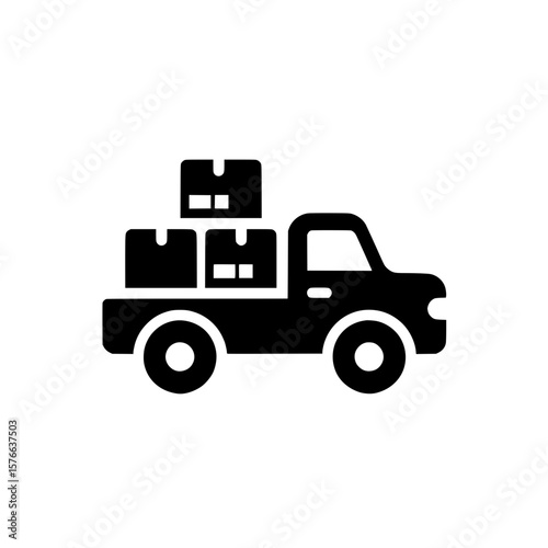 Delivery truck with boxes icon representing logistics, cargo transportation, and freight service