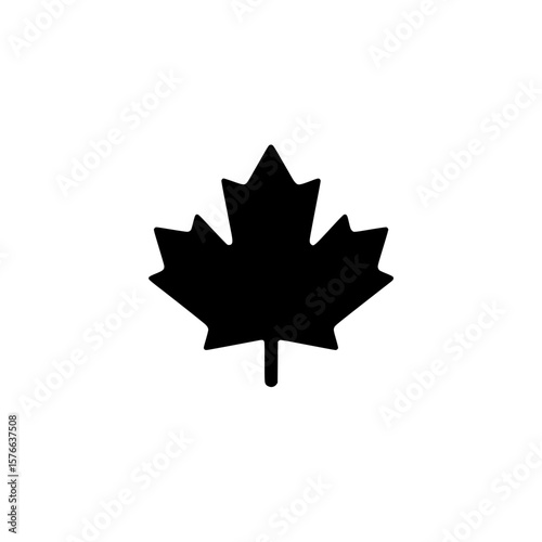 Simple maple leaf icon silhouette representing Canadian national symbol and botanical nature