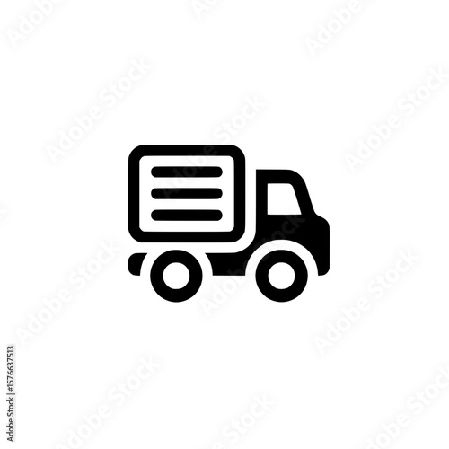 Delivery truck with cargo lines icon representing transportation logistics and freight movement