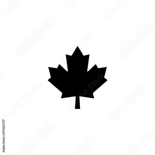 Black maple leaf silhouette icon representing national symbol and nature element