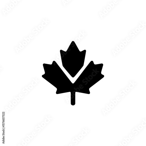 Minimal maple leaf icon in silhouette style depicting nature, national pride, and botanical form
