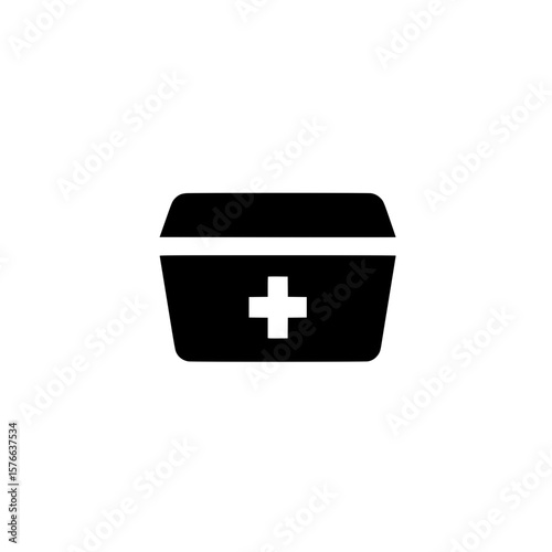 Black first aid box icon symbolizing emergency supplies and portable medical kit
