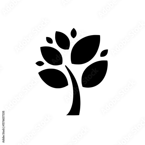 Tree icon with spread leaves in minimal style symbolizing nature and eco awareness
