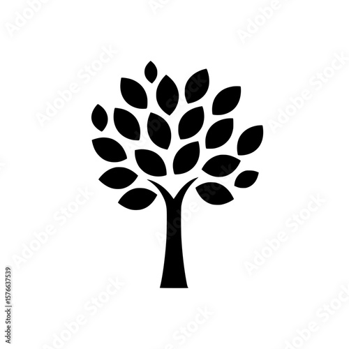 Tree icon with dense round leaves symbolizing nature, growth, and environmental sustainability