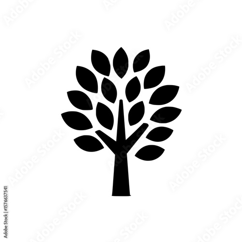 Nature tree icon with symmetrical leaf pattern representing environmental sustainability and green living