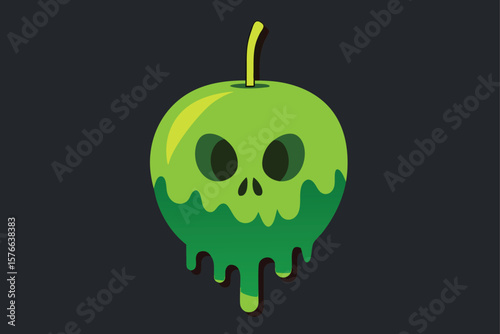 halloween poison apple with dripping green goo an.eps
