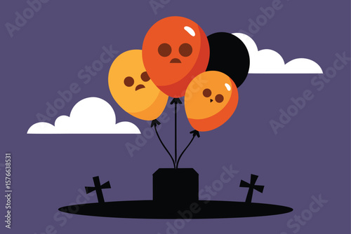 halloween themed balloon bouquet tied with ribbon (1).eps