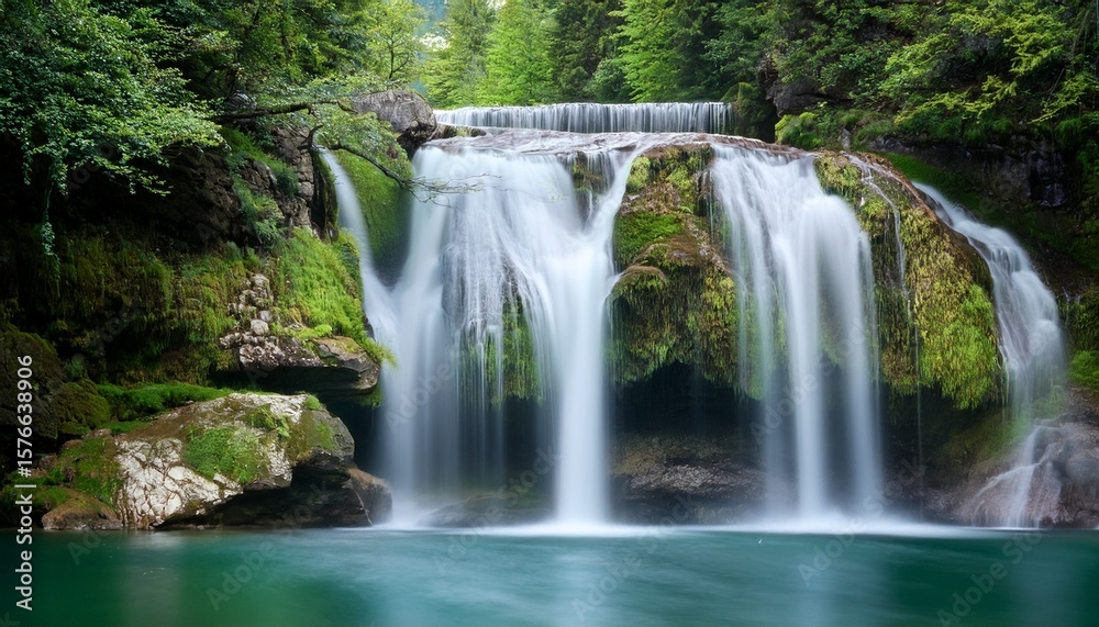 Fototapeta premium troubled waters and smooth waterfall surface