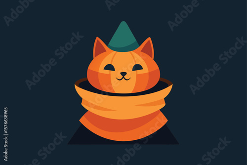 illustrate a halloween diy  pumpkin hat cowl set  .eps