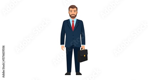 Flat cartoon male lawyer holding a briefcase, legal and professional concept.