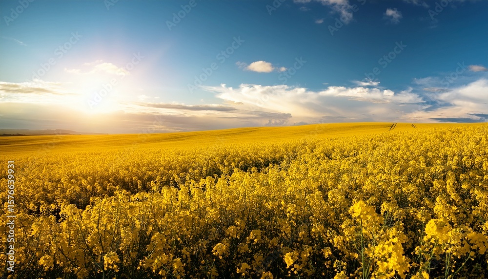 Fototapeta premium rapeseed field in slow motion golden blossoms