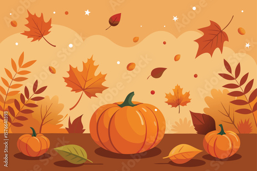 thanksgiving background with scattered autumn lea.eps