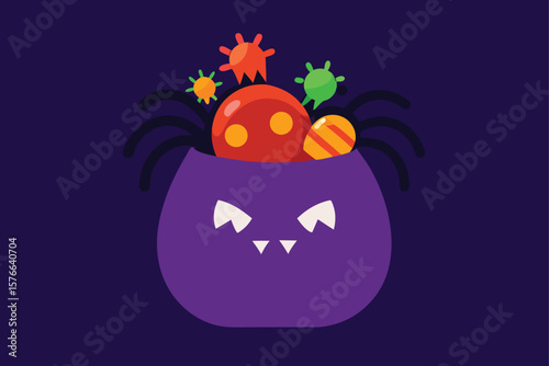 trick or treat bag overflowing with glowing candy (1).eps