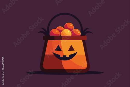trick or treat bag overflowing with glowing candy.eps