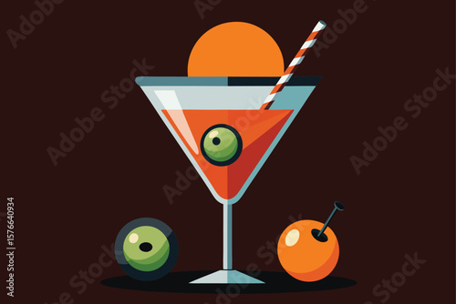 vector halloween cocktail set with bubbling drink.eps