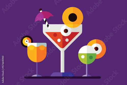 vector halloween cocktail set with bubbling drin.eps