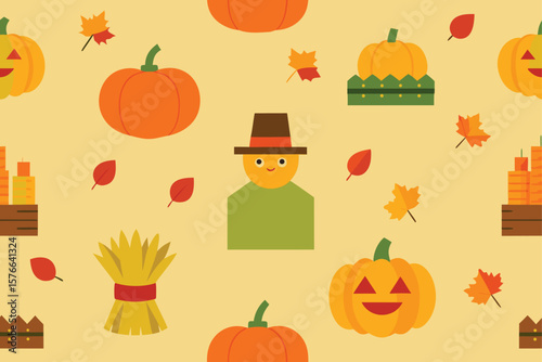 vector pattern of pumpkin patch elements  pumpkin (1).eps