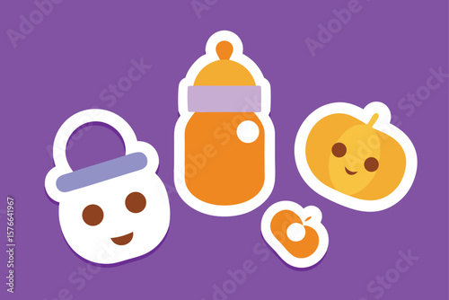 vector sticker pack of baby pacifiers  bottles  a (1).eps