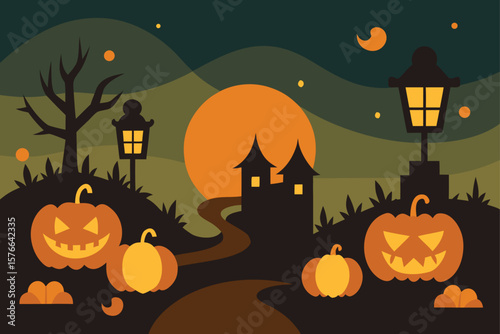 vintage style halloween postcard illustration of  (1).eps