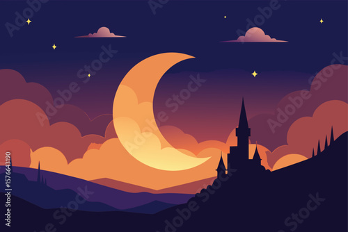  animated halloween sky with moon rising  clouds s.eps
