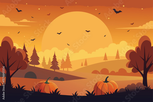  animated pumpkin patch background with falling le.eps