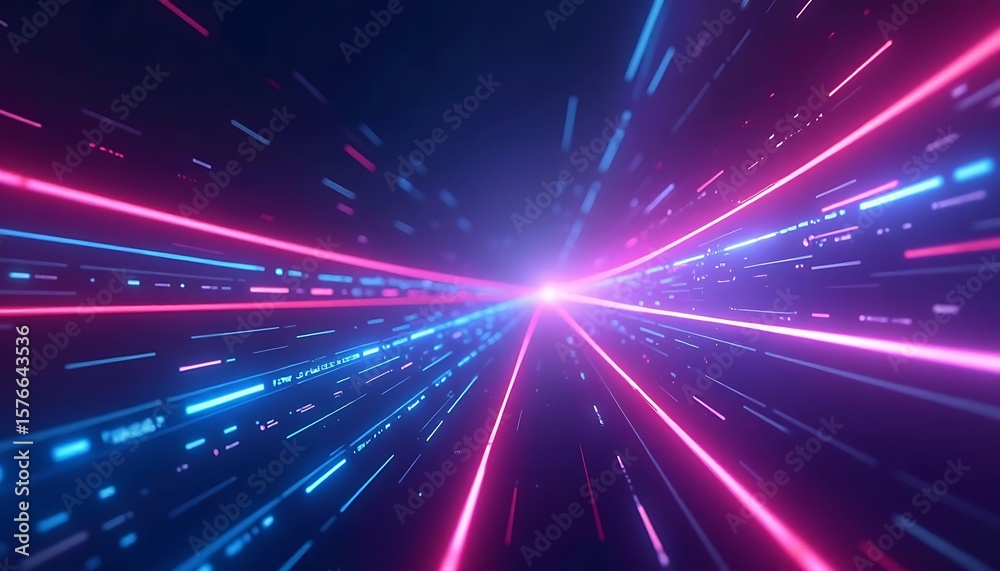 Fototapeta premium Abstract Data Stream with Pink and Blue Light Speed Effect