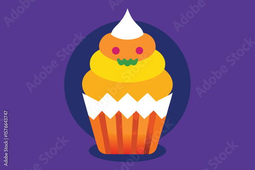 candy corn border around halloween cupcake with c (1).eps
