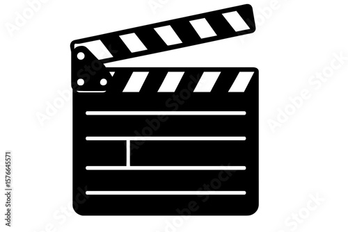 Clapperboard vector illustration, movie film clapper board, filmmaking tool, video production equipment, cinematography device, film industry slate, cinema icon transparent