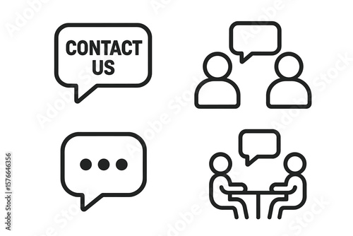 Speaking signs for web and mobile app interface, contact us icon, discussion and consultation symbols, speech bubbles for conversation and chat, vector illustration on transparent background
