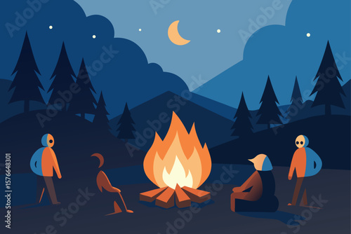  halloween spirits gathering around campfire telli (2).eps