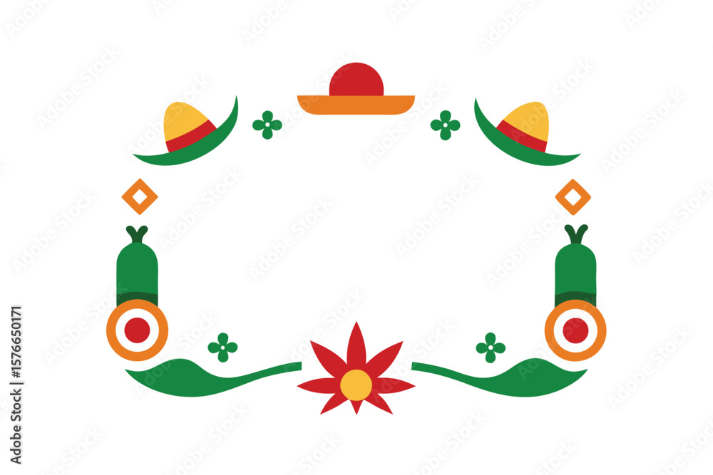 Obraz premium Mexican Frame Frame With The Illustrations Of Mexican Culture