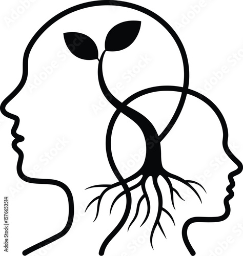 Human mind growth concept illustration psychology mental health wellness brain development and connection idea