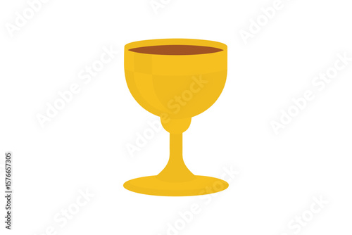 Traditional Golden Kiddush Cup With Wine On White