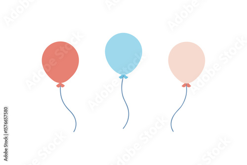 Soft Pastel Version Of Patriotic Balloons Border