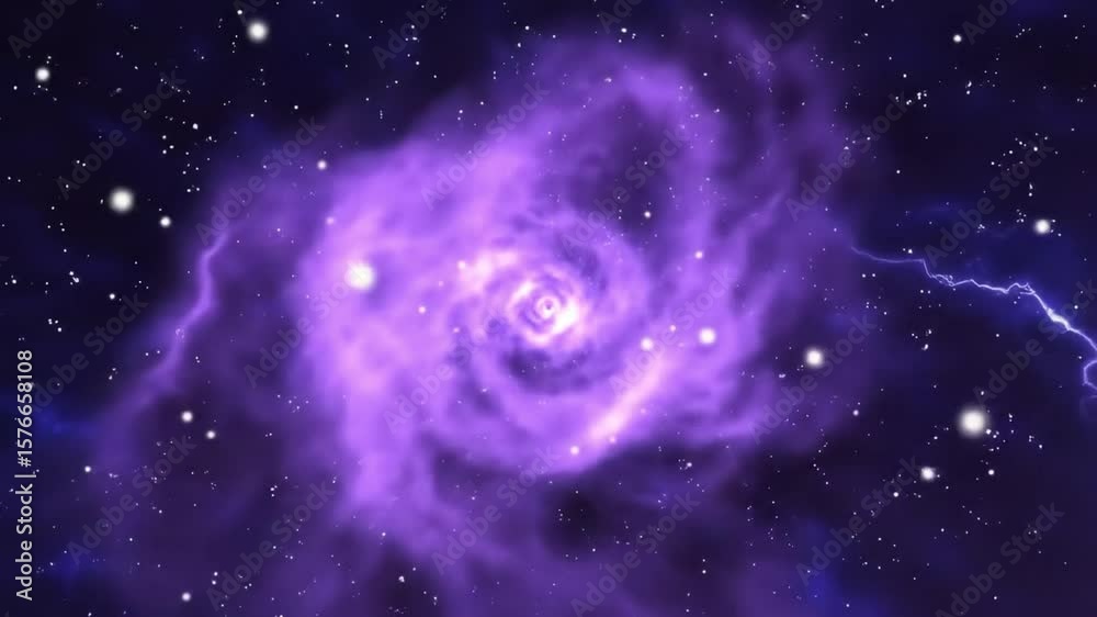 Abstract blue space galaxy background with glowing stars and nebula