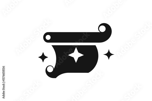 Scroll Icon With Star Design In Center On White