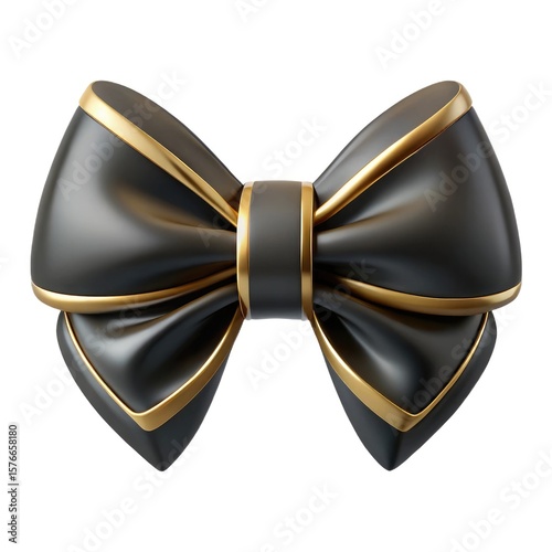 Elegant black and gold bow tie isolated on white background