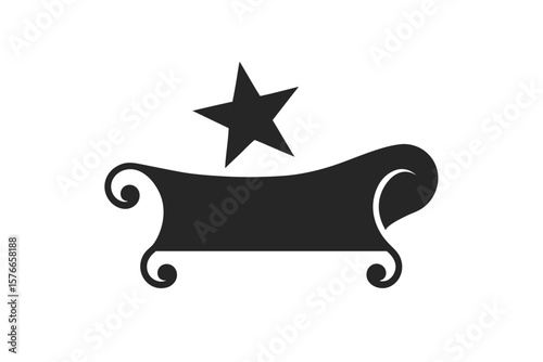 Scroll Icon With Star Design In Center On White